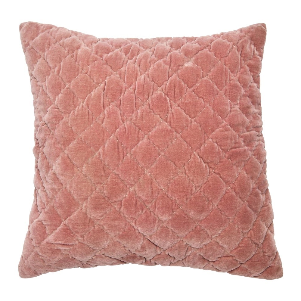 Two Square Quilted 100% Cotton Velvet Rose Pink Pillow Cover Bed Bath and Beyond